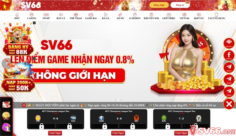 SV66 - Link Truy Cập Vào SV66.COM | KM 88K 10 Trang chủ nhà cái SV66 được thiết kế khá hài hoà